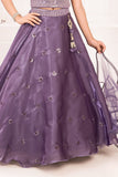 Royal Lavender Mirror Work Lehenga Choli Set For Girls