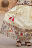 Cream Royal Embroidered Lehenga Choli For Girls