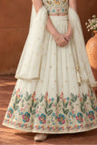 Cream Multicolor Embroidered Lehenga Choli For Girls