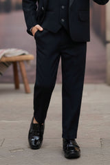 Navy Blue Tuxedo With Navy Blue Pant And Waistcoat Set For Boys