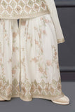 Cream Embroidered And Sequin Top With Palazzo Set For Girls