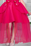 Rani Pink Floral Embellished Party Wear Tailback Frock For Girls