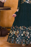 Classic Navy Blue Sequins Embroidery Ethnic Gown For Girl