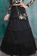 Elegant Black Sequin Work Lehenga Choli For Girls