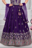 Purple Sequins Embroidered Lehenga Choli Set for Girls