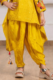 Mustard With Multicolor Embroidered Kurta with Dhoti Pants For Girls
