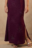 Girls Wine Purple One Shoulder Embellished Party Gown