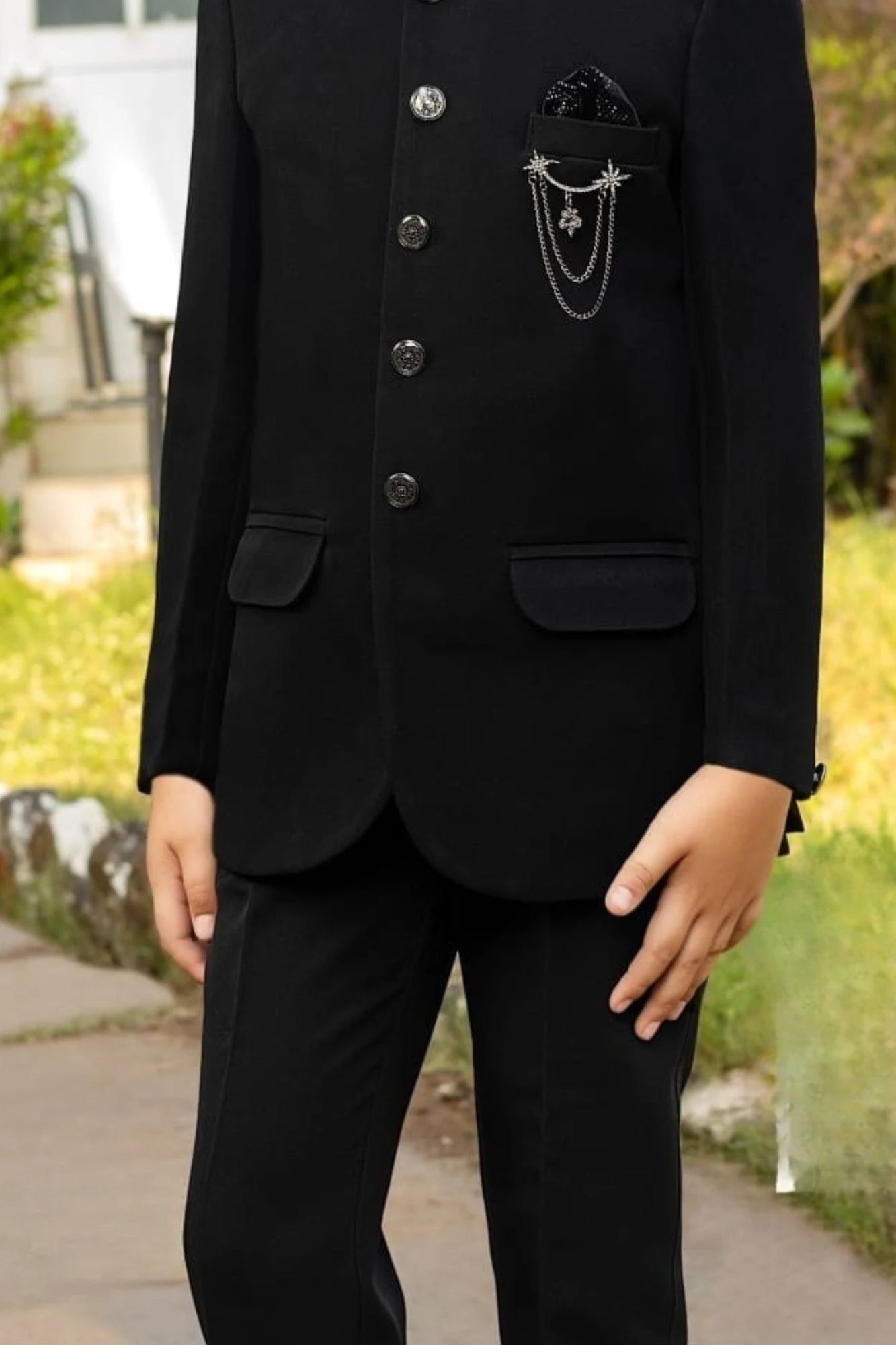 Classic Black Jhodhpuri Suit Set For Boys