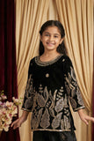 Black Heavy Embroidered Palazzo Set For Girls