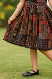 Casual Black Kalamkari-Inspired Fit And Flare Dress
