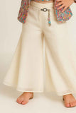Multicolor Floral Printed Blazer And Crop Top Set with Flared Trousers For Girls