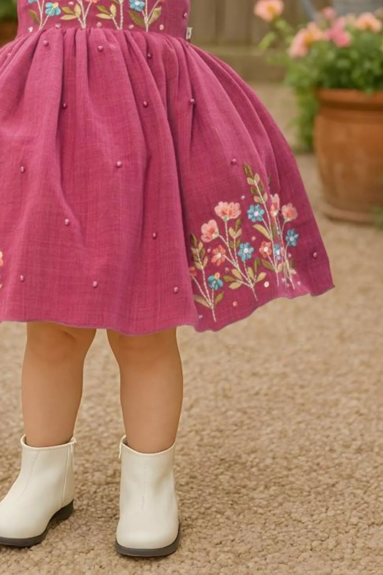 Berry Pink Embroidered Fit And Flare Dress For Girls Lagorii Kids Berry Pink Embroidered Fit And Flare Dress For Girls Lagorii Kids
