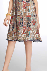 White Motif Printed Casual Frock For Girls