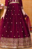 Maroon Sequins Work And Zari Embroidered Ethnic Gown For Girls