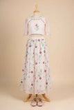 Baby Pink Floral Embroidered Lehenga Choli Set For Girls