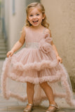 Dusty Pink Layered Ruffled With Sequins Party Frock For Girls