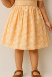 Peach Floral Cotton Dress For Girls
