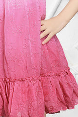 Double Shaded Pink Dress With Embroidery Work For Girls