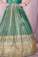 Green Stone Work And Embroidered Ethnic Gown For Girls