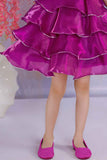 Radiant Ruffle Magenta Party Wear Frock For Girls