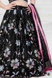 Black Sequins Work And Bead Work Lehenga Choli For Girls