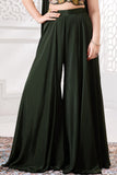 Green Floral Embroidered Palazzo Set with Dupatta For Girls
