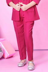 Stylish Pink Co-Ord Set With Blazer For Girls