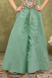 Pista Green Sequins Work With Thread Embroidery Palazzo Set For Girls