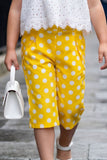 Yellow Polka Dot Pant Set with Lace Top For Girls