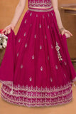 Elegant Rani Pink Sequins Embroidered Lehenga Choli With Dupatta For Girls