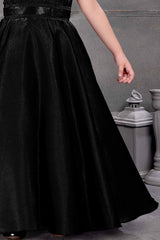 Black Sequins And Stone Work Party Wear Gown For Girls