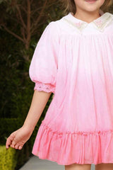 Double Shaded Pink Dress With Sequin Work For Girls