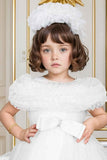 White Frock With Ruffled And Bow Embellished For girls