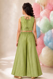Elegant Pista Embroidered Palazzo Set with Dupatta
