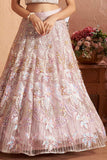 Designer Pastel Pink Sequins Embroidered And Stone Work Lehenga Choli Set For Girls