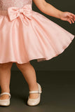 Peach Party Frock With Sequins Work For Girls