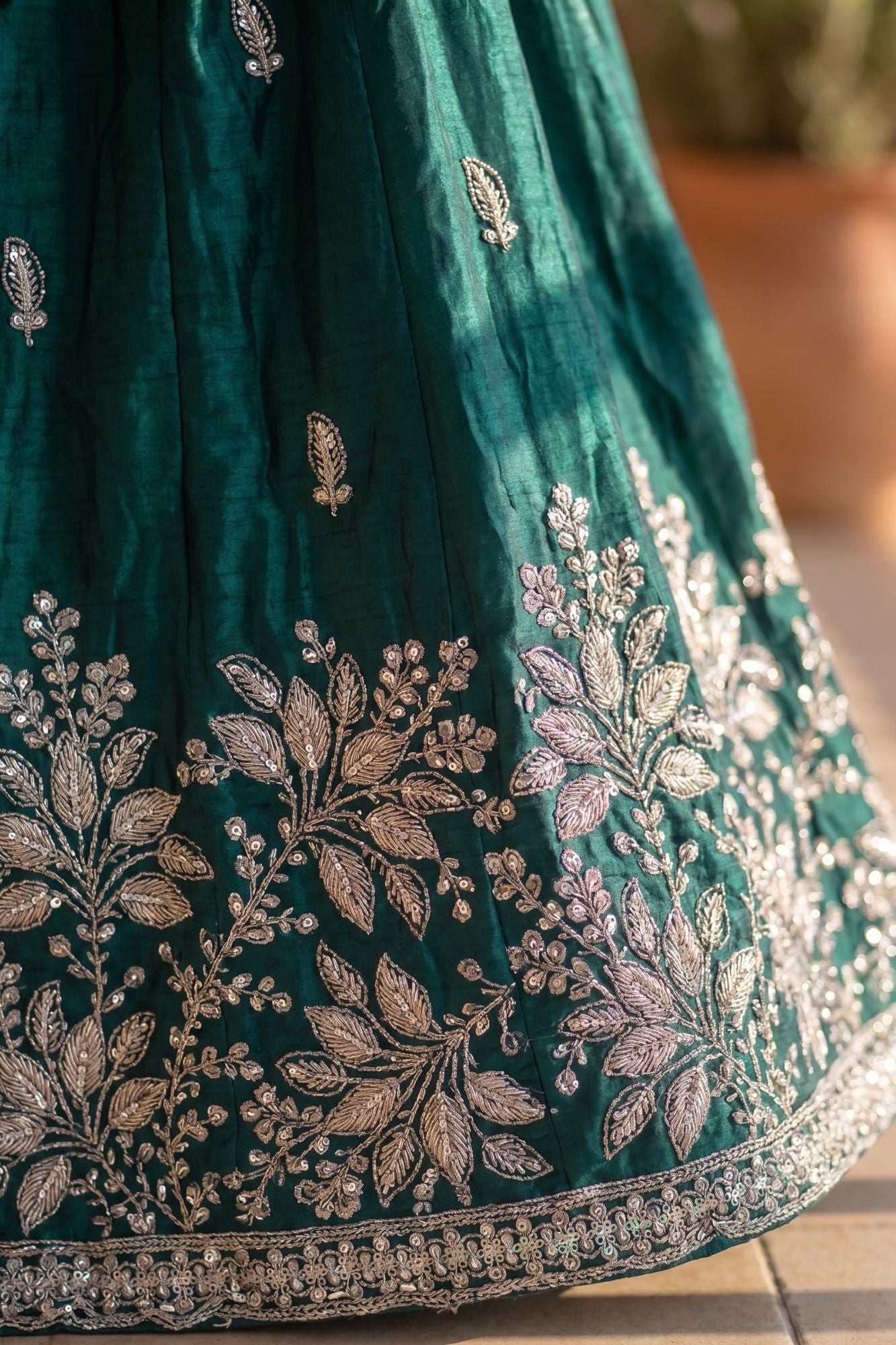 Girls Teal Green Floral Embroidered Ethnic Lehenga Choli Set with Dupatta