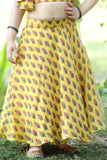 Yellow Floral Printed Lehenga Choli Set for Girls