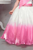 Designer Pink Bow Embellished With Stone Waist Band For Girls