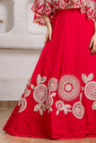 Designer Red Lehenga Choli with Embroidered Cape For Girls