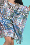 Stylish Multicolor Printed Dress With Butterfly Sleeves For Girls - Lagorii Kids