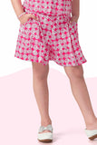 Trendy Pink Printed And Bow Embellished Top And Shorts Set For Girls