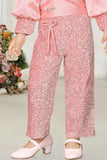Elegant Pink Sequins Work Pant And Top Partywear Set For Girls