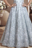 Pastel Blue Embroidered Party Wear Gown With Sequins Work For Girls