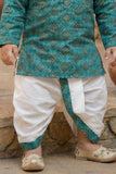 Teal Ethnic Printed Kurta Dhoti Set for Boys