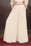 Designer Cream Palazzo Set With Multicolor Thread Embroidery for Girls