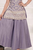 Lavender Sequins Embroidered Palazzo Set With Dupatta For Girls