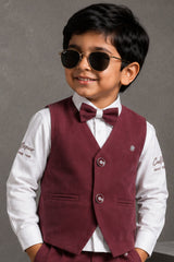 Boys Dusty Rose  Waistcoat Suit Set with Bow Tie