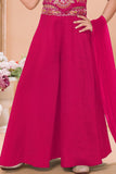 Rani Pink Sequins Work With Thread Embroidery For Palazzo Set For Girls