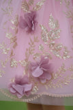 Blush Pink Glitter Party Frock with 3D Floral Bow For Girls